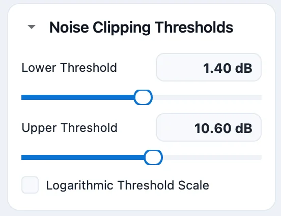 The Noise Clipping Thresholds panel.