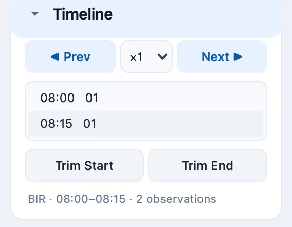 The Timeline panel.